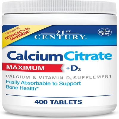 21st Century Calcium Citrate + Vitamin D Caplets - 400 ct, Pack of 6