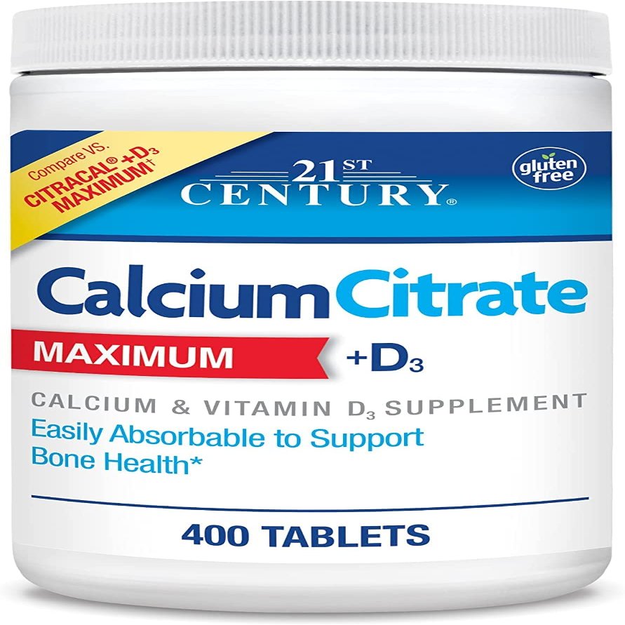 21st Century Calcium Citrate + Vitamin D Caplets - 400 ct, Pack of 6
