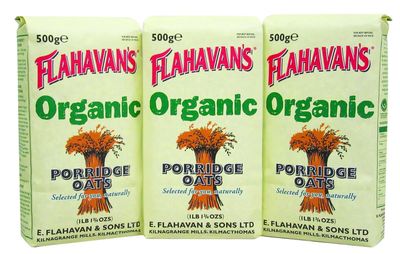 FLAHAVAN'S Organic Porridge Oats, 17 Ounce (Pack of 3)