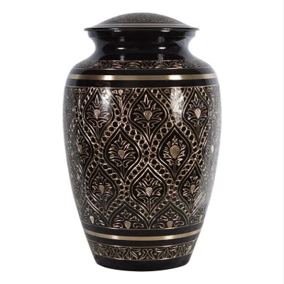 ADULT CREMATION URN BRASS HAND ENGRAVED