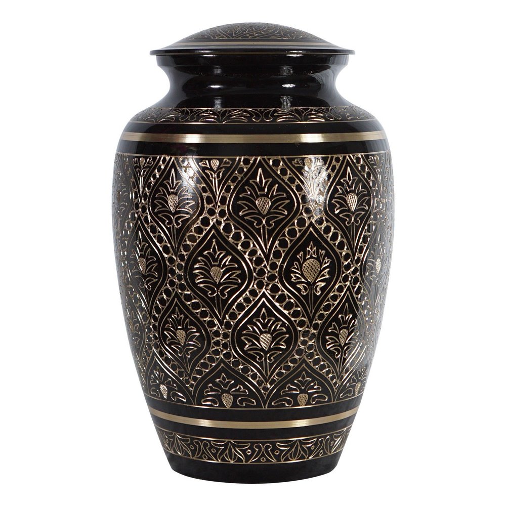 ADULT CREMATION URN BRASS HAND ENGRAVED