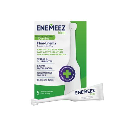 DocuSol Enemeez Kids Enema - Constipation Relief For Kids, Docusate Sodium Stool Softener, Fast-Acting, 5 Single-Use Disposable Tubes