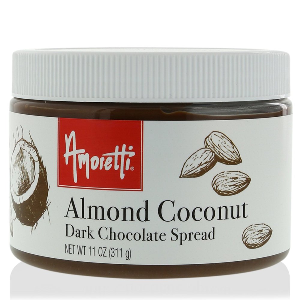 Amoretti Almond Coconut Spread, Dark Chocolate, 11 Ounce