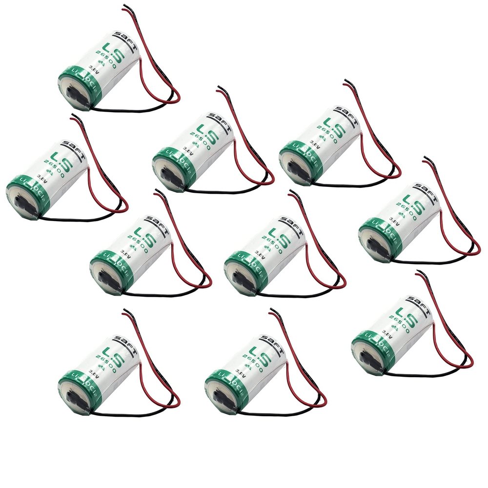 10x SAFT LS26500_WIRE Size C 3.6V 7700mAh Lithium Cell for Smart Munitions, Intrusion Sensors, Invisible Fencing, RFID Tracking, Asset Tracking, Theft Prevention SAFT MFG PN 700068