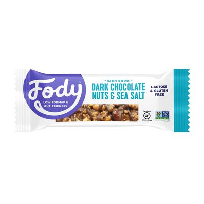 Fody Foods Snack Bars, Dark Chocolate Nuts & Sea Salt, 1.41 Oz (Pack of 6), 5g Protein, Low FODMAP, Gut & IBS Friendly, Vegan, Lactose Free, Non-GMO, Gluten Free