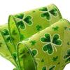2 1/2" X 10 Yards St Patrick Shamrock Natural Ribbon view 2
