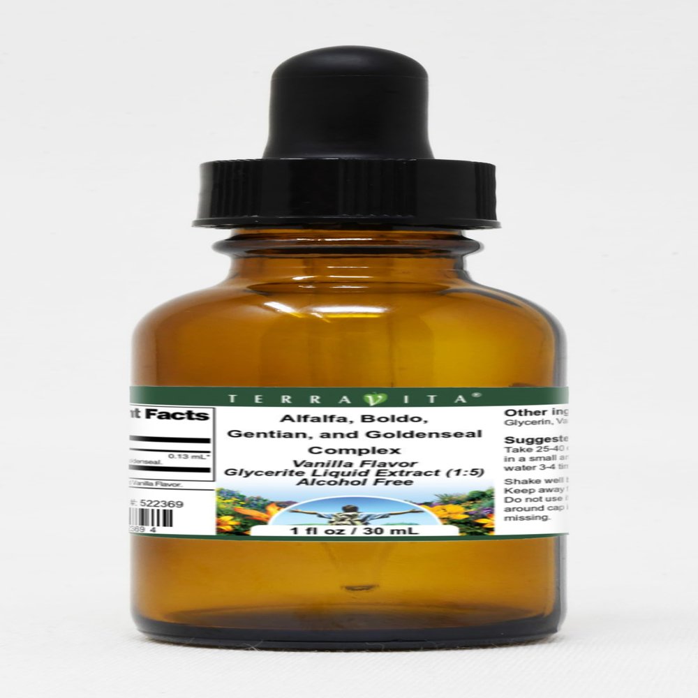 Alfalfa, Boldo, Gentian, and Goldenseal Complex Glycerite Liquid Extract (1:5) - Vanilla Flavored (1 oz, ZIN: 522369)