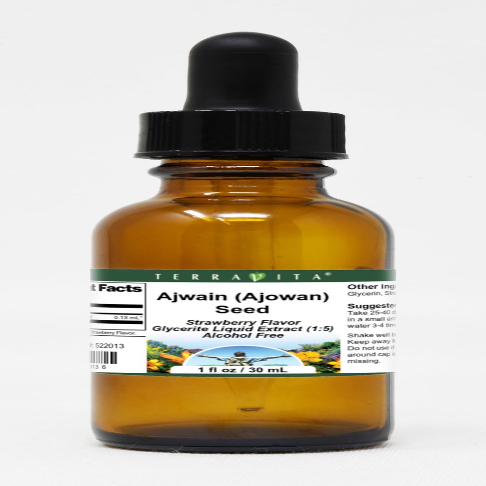 Ajwain (Ajowan) Seed Glycerite Liquid Extract (1:5) - Strawberry Flavored (1 oz, ZIN: 522013) - 3 Pack