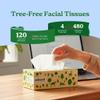 Caboo Tree Free Facial Tissue Paper, Tree Free, Eco Friendly 3 Ply Tissue Flat Box - 120 Sheets Per Box, Total of 4 Boxes, 480 Total Tissues view 3