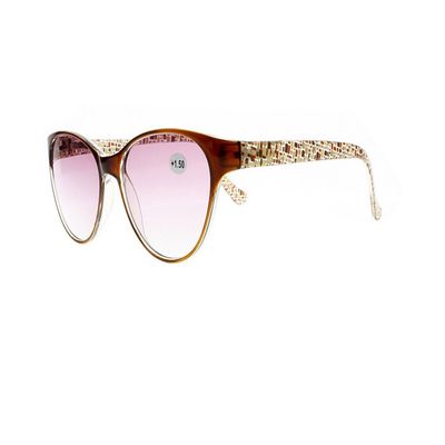 Newsight Women Oversized Cat Eye Stylish Anti Reflective Tinted Lens Sunglasses Reading Glasses Sun Readers (Brown+Purple Lens, 2.0)