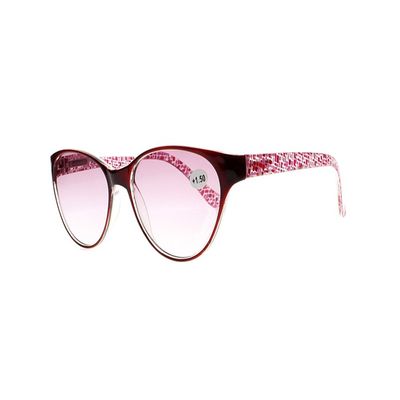Newsight Women Oversized Cat Eye Stylish Anti Reflective Tinted Lens Sunglasses Reading Glasses Sun Readers (Red+Purple Lens, 4.0)