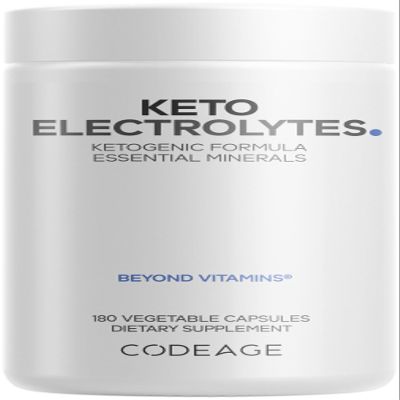 Codeage Keto Electrolytes Supplement  Vegan Electrolyte Tablets w Magnesium, Potassium, Calcium & Salt - Electrolyte Powder Salt Pills & Drink Hydration Supplements - Non-GMO Keto Diet - 180 Capsules