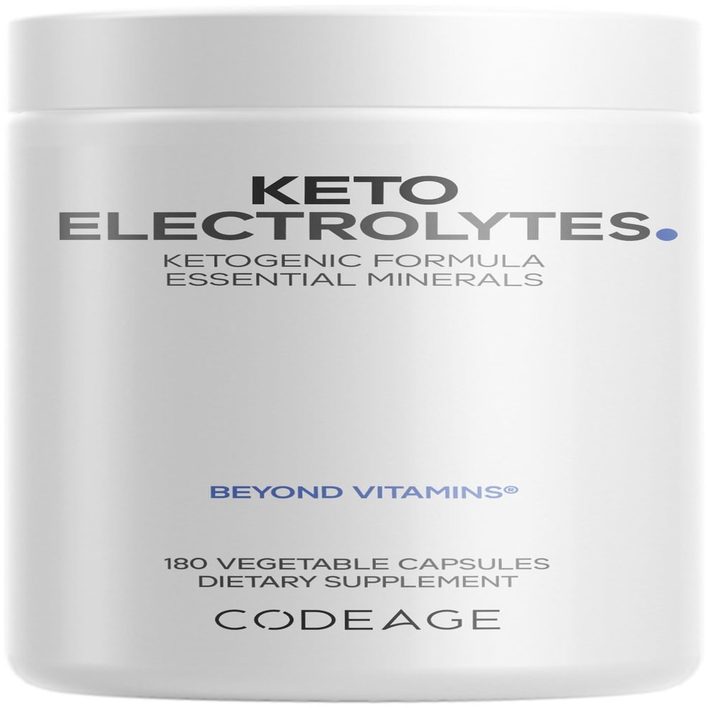 Codeage Keto Electrolytes Supplement  Vegan Electrolyte Tablets w Magnesium, Potassium, Calcium & Salt - Electrolyte Powder Salt Pills & Drink Hydration Supplements - Non-GMO Keto Diet - 180 Capsules