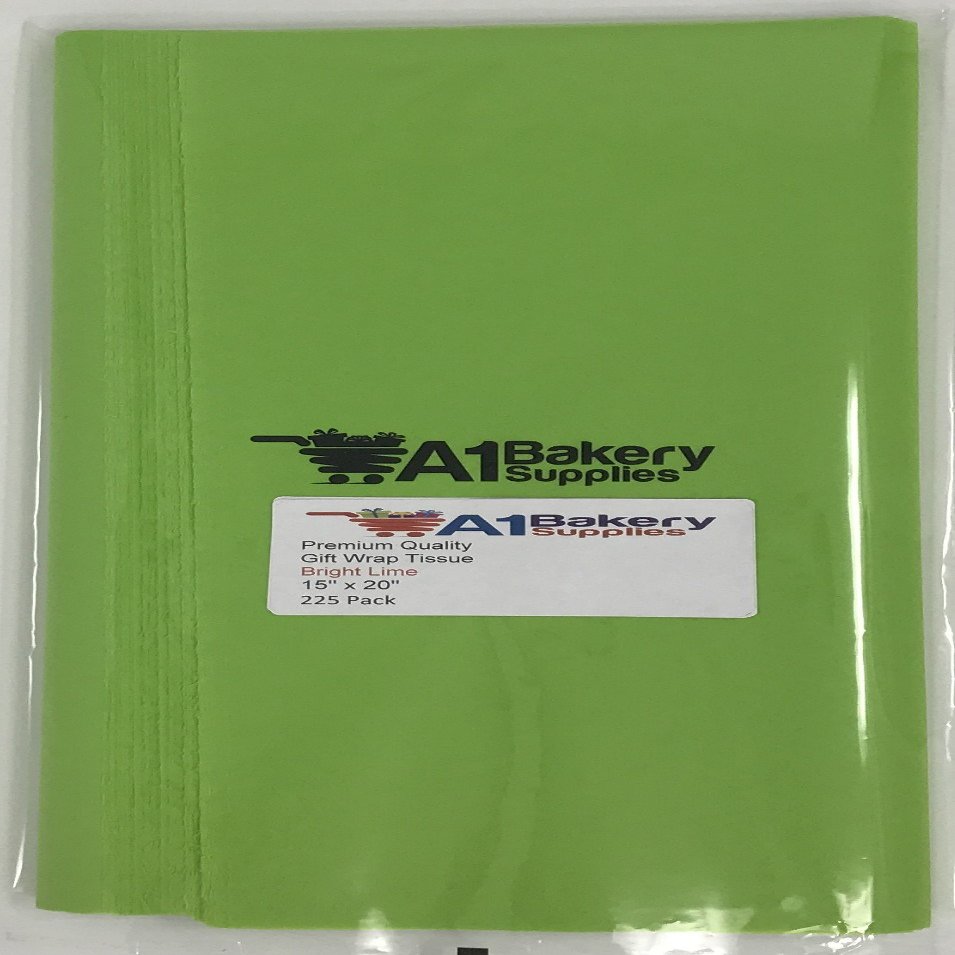 A1BakerySupplies(TM) Premiun Quality Gift Wrap Color Tissue Paper - Preimum Quality Paper Made in USA 15 X 20 Inches - 225 Sheets per Pack (Bright Lime)