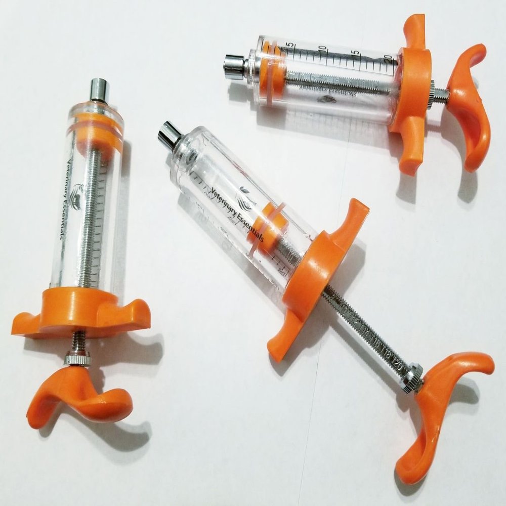 3 Dose Syringe 20mL Unbreakable Plastic Barrel Luer Lock with Graduated Regulator Livestock Veterinary
