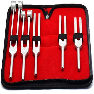 Tuning Fork Set of 5 (C128, C256, C512, C1024 & C2048 )Free Zipper CASE Included by G.S Online Store