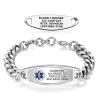 Divoti Medical Alert Bracelets for Men, Custom Engraved Steelman Medical ID Bracelet, w/Adjustable Large Curb Chain  Deep Blue view 1