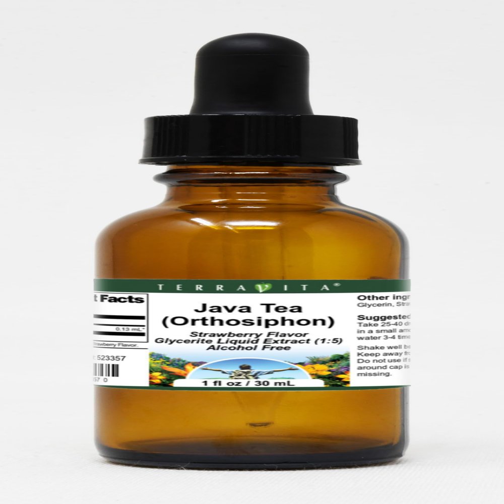 Java Tea (Orthosiphon) Glycerite Liquid Extract (1:5) - Strawberry Flavored (1 oz, ZIN: 523357)