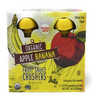 Trader Joe's Organic Fruit Sauce Crusher's - ORGANIC APPLE BANANA Pack Of 2 Boxes (Each Box Contains 4-3.17OZ Pouches - 8 Total)