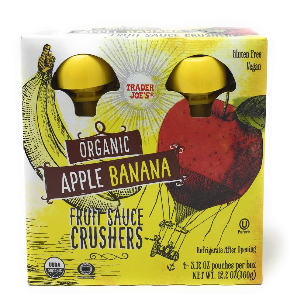 Trader Joe's Organic Fruit Sauce Crusher's - ORGANIC APPLE BANANA Pack Of 2 Boxes (Each Box Contains 4-3.17OZ Pouches - 8 Total)