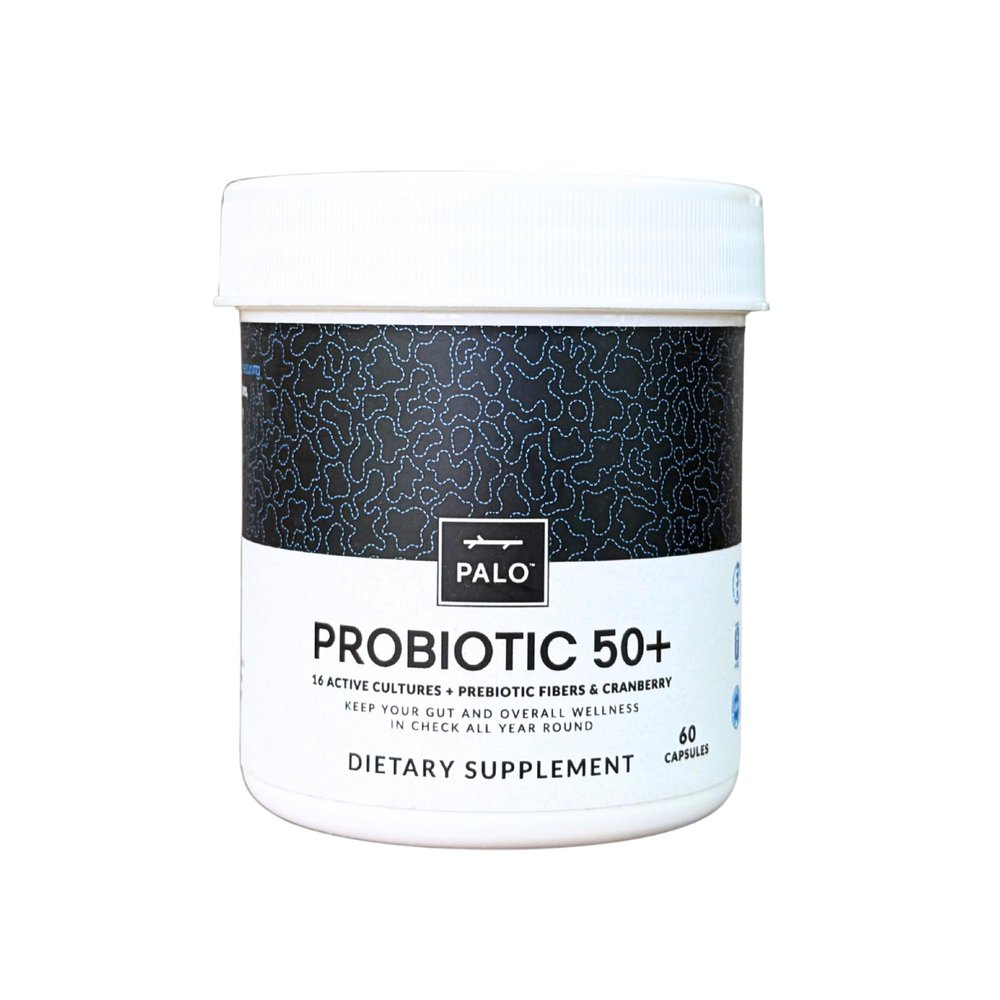 PALO Probiotic 50+ Billion CFU Probiotic & Prebiotic with Cranberry 16 Strains for Gut & Digestive Support Dairy-Free, Gluten-Free (60 Capsules)