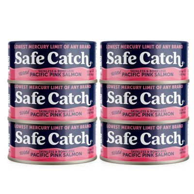 Safe Catch Wild Pink Salmon Canned Wild-Caught Skinless Boneless Salmon Fish Every Can Of Salmon Is Mercury Tested Kosher, 6-Pack Salmon Cans 5oz