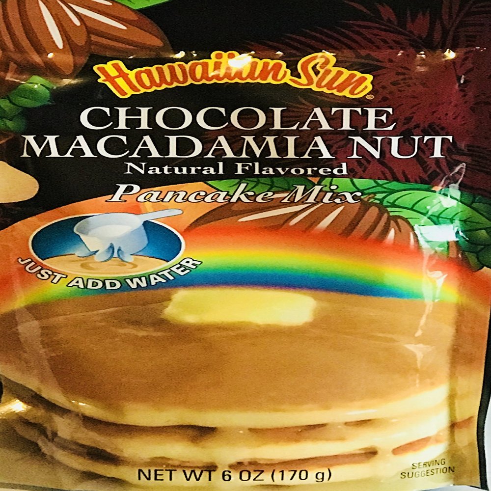 Hawaiian Natural Flavored Pancake Mix! Choose From Macadamia Nut Flavors! Just Add Water! 6oz Package! (Chocolate Macadamia Nut)
