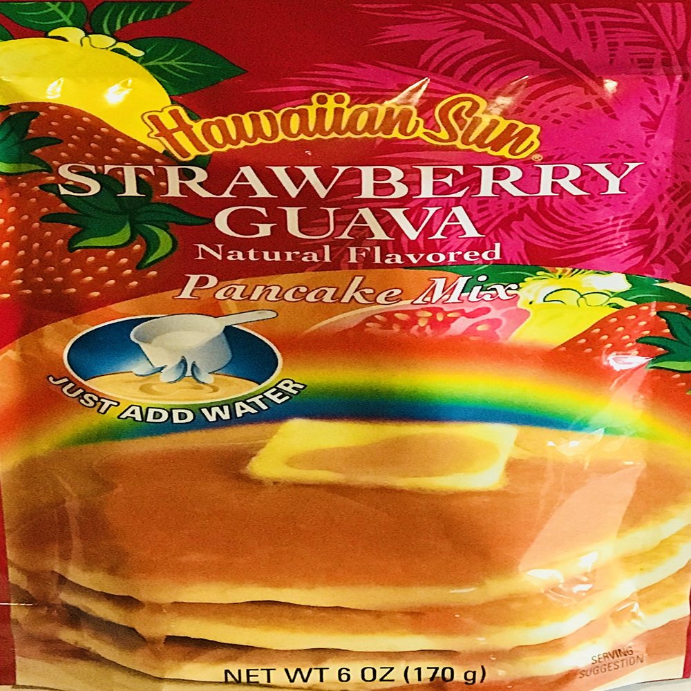 Hawaiian Natural Flavored Pancake Mix! Choose From Macadamia Nut Flavors! Just Add Water! 6oz Package! (Strawberry Guava)