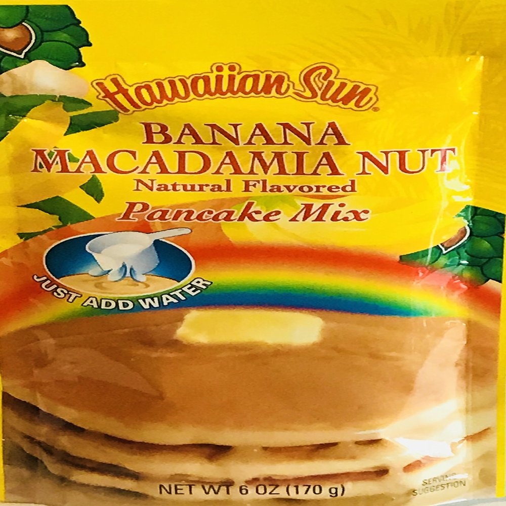 Hawaiian Natural Flavored Pancake Mix! Choose From Macadamia Nut Flavors! Just Add Water! 6oz Package! (Banana Macadamia Nut)