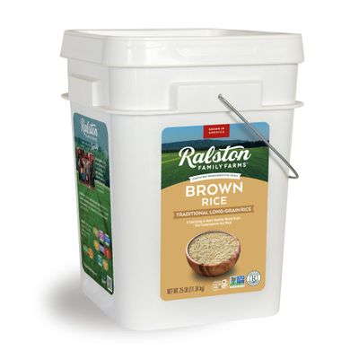 Ralston Family Farms Traditional Brown Rice, 25 lb bucket, American Grown, Non-GMO, Naturally Gluten Free