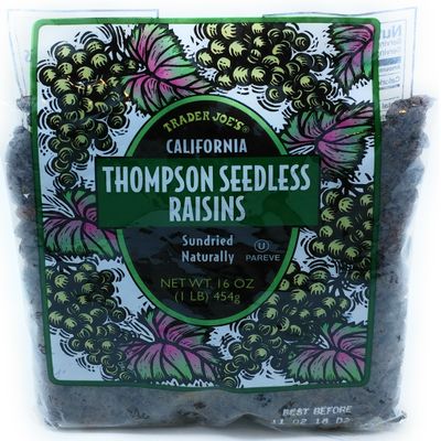 Trader Joe's - California Thompson Seedless Raisins Sundried Naturally 16 OZ (1 LB) 454 g