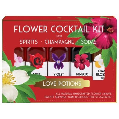 Floral Elixir Co. - All Natural Flower Syrup Cocktail Kit - Gift Set - Assortment of 5 (2 oz) Elixirs (Love Potions)