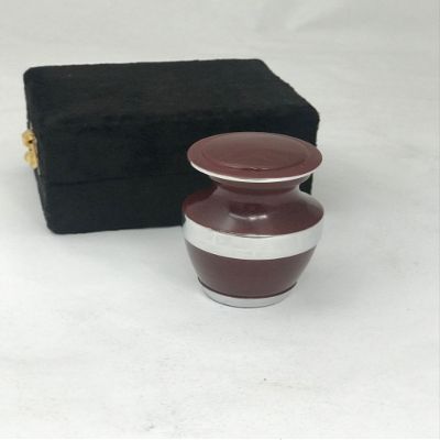 Keepsake Urn, Maroon Funeral Cremation urn, Ash Urn with Box -Small