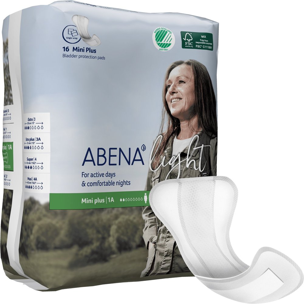 Abena Light Premium Incontinence Pads, (Sizes 0 To 4A) Size 1A, 16 Count