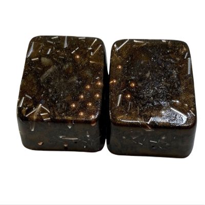 2 Dark Brown Mini Cube Tower Busters Crystal Orgone Many Beautiful Ingredients!! (Dark Brown)