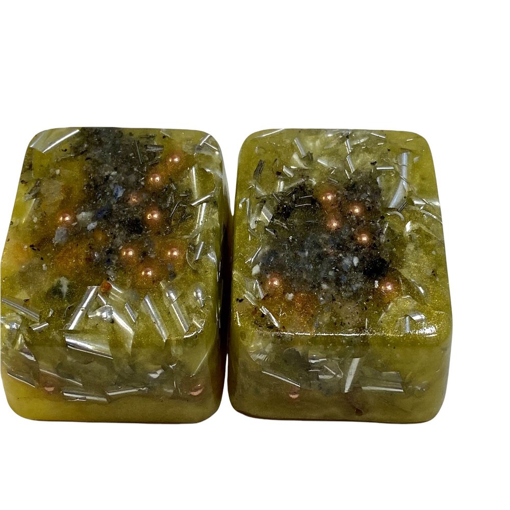 2 Citrine Mini Cube Tower Busters Crystal Orgone Many Beautiful Ingredients!! (Citrine)
