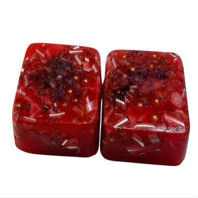 2 Red Glow Mini Cube Tower Busters Crystal Orgone Many Beautiful Ingredients!! (Red Glow)