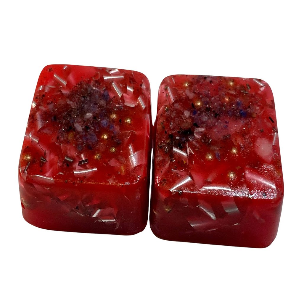 2 Red Glow Mini Cube Tower Busters Crystal Orgone Many Beautiful Ingredients!! (Red Glow)