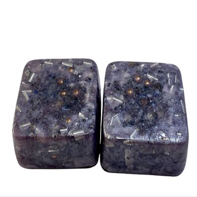 2 Grey Lavender Mini Cube Tower Busters Crystal Orgone Generator Energy Accumulator 528Hz/7.83Hz/Advance Harmonics Many Beautiful Ingredients and Colors! (Grey Lavender)