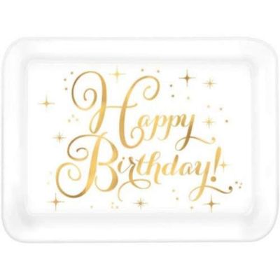 Amscan Party Decorations Rectangle Plastic Tray, 2 oz, Gold