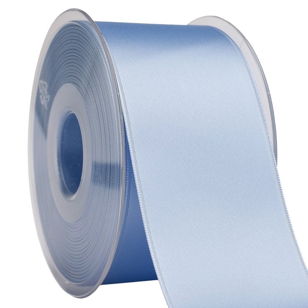 Morex Ribbon 03550/25-037 DF Swiss Satin Ribbon 2" X 27 YD Light Blue Ribbon for Gift Wrapping, Birthday Gift Cards, Satin Dress for Women, Silk Ribbons for Crafts, Wedding Gifts for Couple