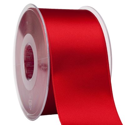 Morex Ribbon 03550/25-322 DF Swiss Satin Ribbon 2" X 27 YD Red Ribbon for Gift Wrapping, Birthday Gift Cards, Satin Dress for Women, Silk Ribbons for Crafts, Wedding Gifts for Couple