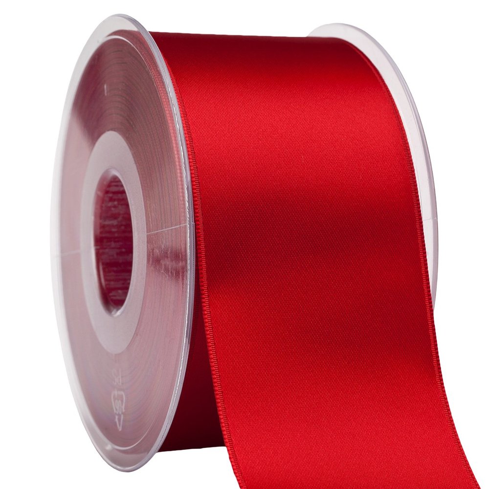 Morex Ribbon 03550/25-322 DF Swiss Satin Ribbon 2" X 27 YD Red Ribbon for Gift Wrapping, Birthday Gift Cards, Satin Dress for Women, Silk Ribbons for Crafts, Wedding Gifts for Couple