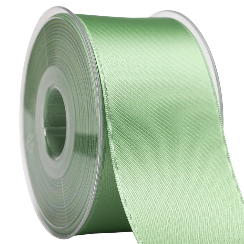 Morex Ribbon 03550/25-804 DF Swiss Satin Ribbon 2" X 27 YD Celery Ribbon for Gift Wrapping, Birthday Gift Cards, Satin Dress for Women, Silk Ribbons for Crafts, Wedding Gifts for Couple