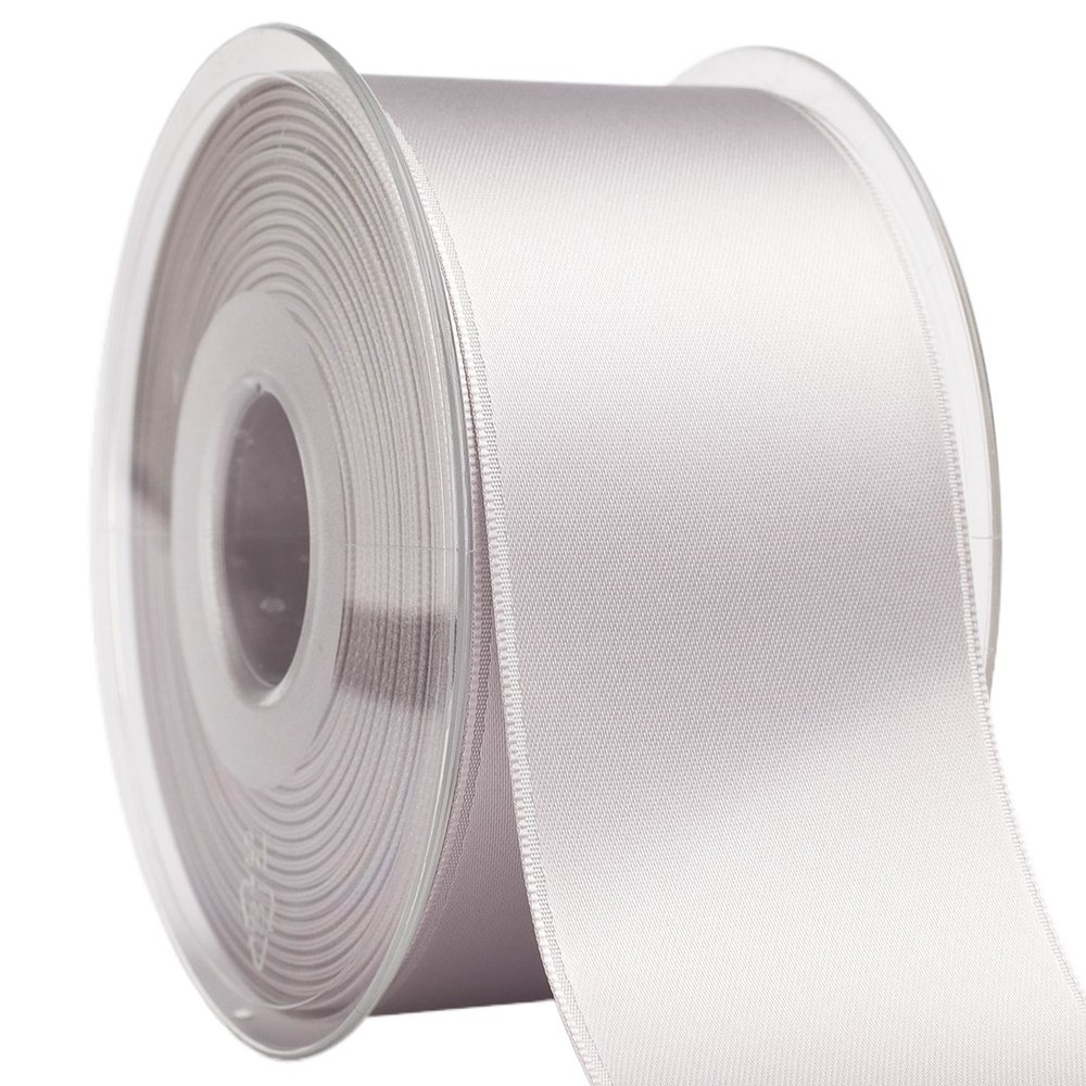Morex Ribbon 03550/25-716 DF Swiss Satin Ribbon 2" X 27 YD Platinum Ribbon for Gift Wrapping, Birthday Gift Cards, Satin Dress for Women, Silk Ribbons for Crafts, Wedding Gifts for Couple