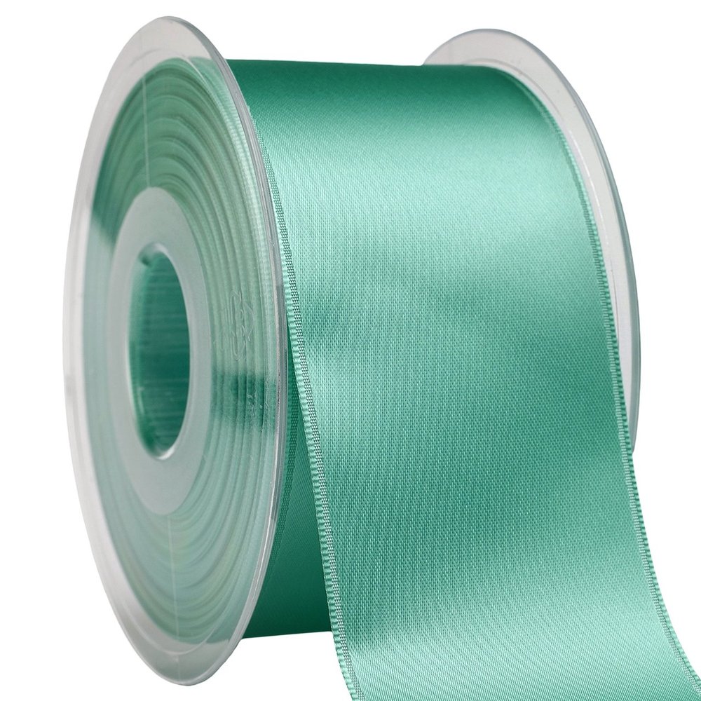 Morex Ribbon 03550/25-842 DF Swiss Satin Ribbon 2" X 27 YD Jade Ribbon for Gift Wrapping, Birthday Gift Cards, Satin Dress for Women, Silk Ribbons for Crafts, Wedding Gifts for Couple