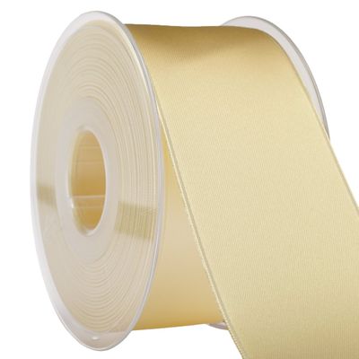 Morex Ribbon 03550/25-614 DF Swiss Satin Ribbon 2" X 27 YD White Coffee Ribbon for Gift Wrapping, Birthday Gift Cards, Satin Dress for Women, Silk Ribbons for Crafts, Wedding Gifts for Couple