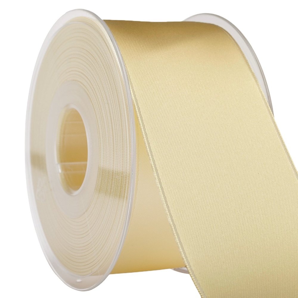 Morex Ribbon 03550/25-614 DF Swiss Satin Ribbon 2" X 27 YD White Coffee Ribbon for Gift Wrapping, Birthday Gift Cards, Satin Dress for Women, Silk Ribbons for Crafts, Wedding Gifts for Couple