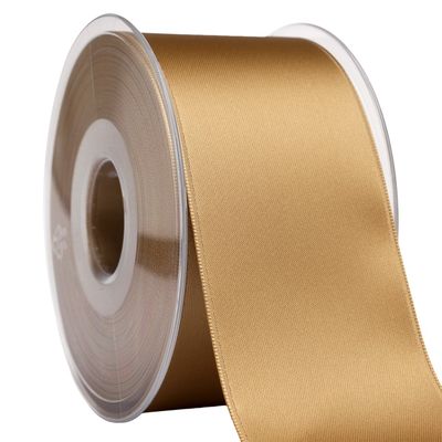 Morex Ribbon 03550/25-073 DF Swiss Satin Ribbon 2" X 27 YD Dark Gold Ribbon for Gift Wrapping, Birthday Gift Cards, Satin Dress for Women, Silk Ribbons for Crafts, Wedding Gifts for Couple