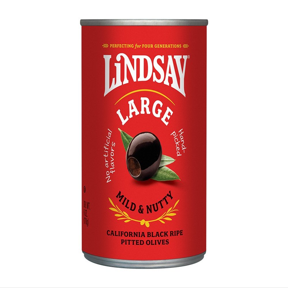 Lindsay Large Pitted Ripe Black Olives, 6 Ounce (Pack of 24)
